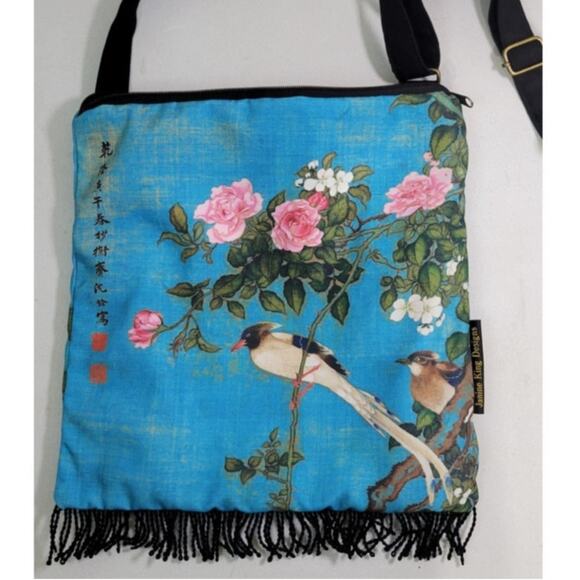 Boho Hippie Crossbody Purse Fringe Bottom Cottage Core 11x12 inch Whimsical Bag - Picture 1 of 8